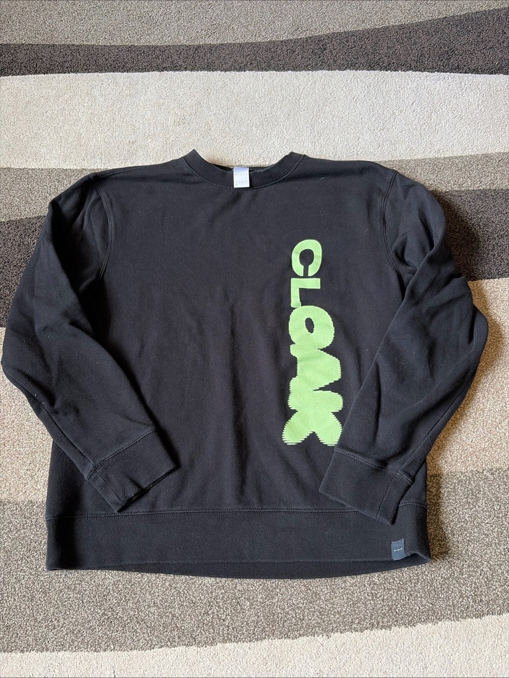 Cloak Men's Black Crewneck Sweatshirt Neon Logo Cotton Blend Size Med